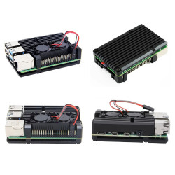 Black ALUMINIUM Metal Case DUAL FAN - Raspberry Pi 4 Model B